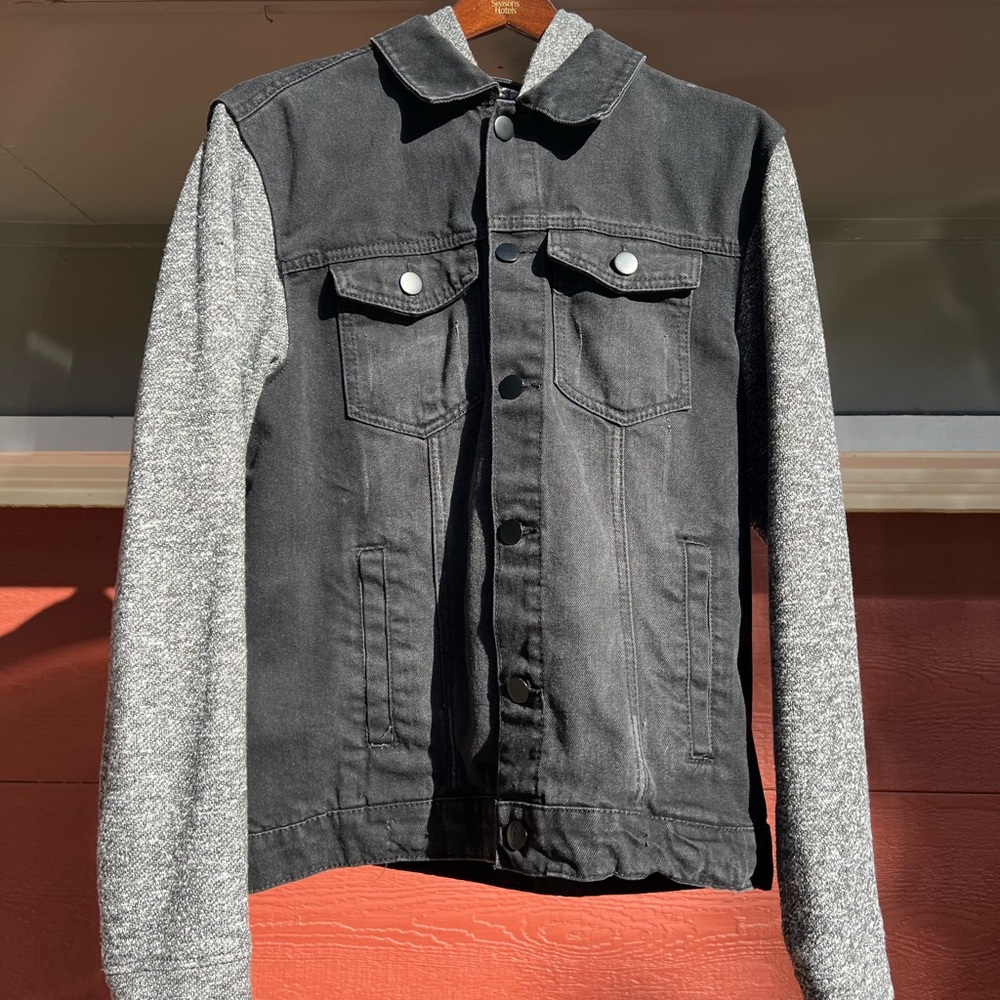 Men’s Jean Jacket with Sweater Hoodie and Sleeves